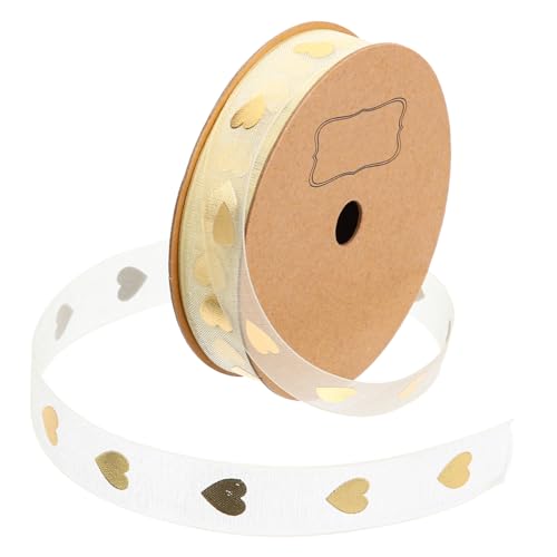 HOMSFOU Herzförmiges Geschenkband Satinband mit Goldprägung Breites Valentinstags Dekorationsband für Geschenkverpackung Hochzeit Blumenstrauß und Partydeko HOMSFOU Herzförmiges Geschenkband Satinband mit Goldprägung Breites Valentinstags Dekorationsband für Geschenkverpackung Hochzeit Blumenstrauß und Partydeko von HOMSFOU