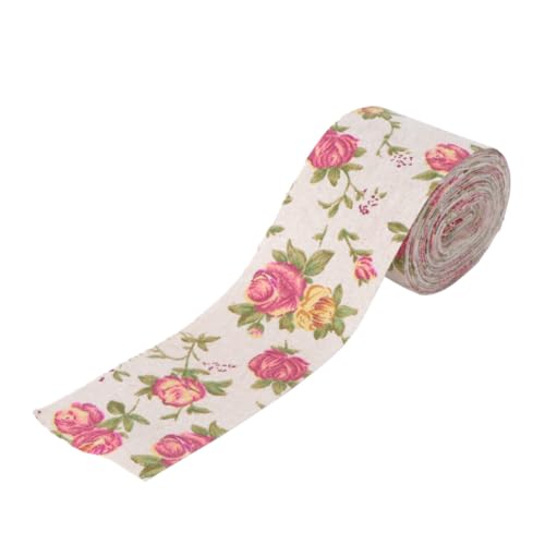 HOMSFOU Hochwertige Dekorative Leinwandrolle Langlebiges Originelles Geschenkband für Hochzeit Partydeko Diy-handwerk Naturfarbene Bedruckte Jutebandrolle Rosy von HOMSFOU