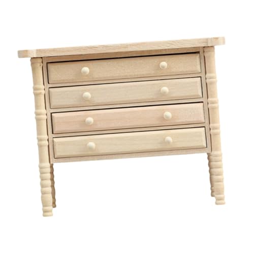 HOMSFOU Holz Miniaturschrank Für Puppenhaus Mit Schubladen Puppenhausmöbel Aus Unbehandeltem Holz Mini Kommode Für Puppenhausdekoration Und Aufbewahrung Bastelmöbel Für Szenen von HOMSFOU