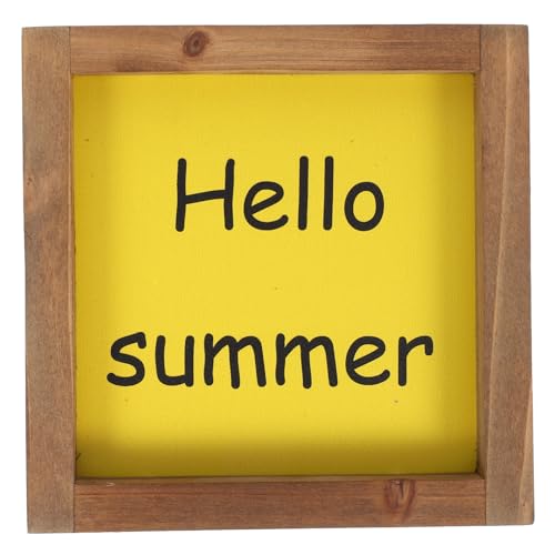 HOMSFOU Holz-Sommer-Tischmittelstück, saisonale Landhausdekoration, gelbes Holzschild, 15 cm x 15 cm x 2 cm, Wand- oder Tischdisplay von HOMSFOU