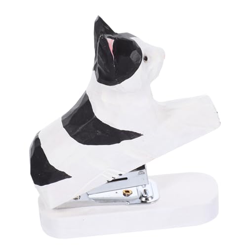 HOMSFOU Holz Tier Mini Hefter Niedliche Katzen Stapler für Handgefertigtes Bürozubehör für Schule Büro und Reisen Langlebig und Tragbar von HOMSFOU
