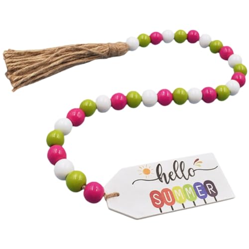 HOMSFOU Holzperlen Quasten Girlande Sommerliche Hängende Dekoration für Heim und Garten für Tischdeko und Festliche Anlässe DIY Ornament Naturmaterialien von HOMSFOU