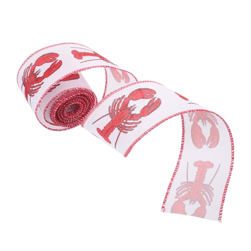 HOMSFOU Hummer Grosgrain Geschenkband mit Drahtkante Polyester Bastelband für Schleifen Verpackung Tischdekoration Vielseitiges Lobster Muster für DIY und Partybedarf von HOMSFOU