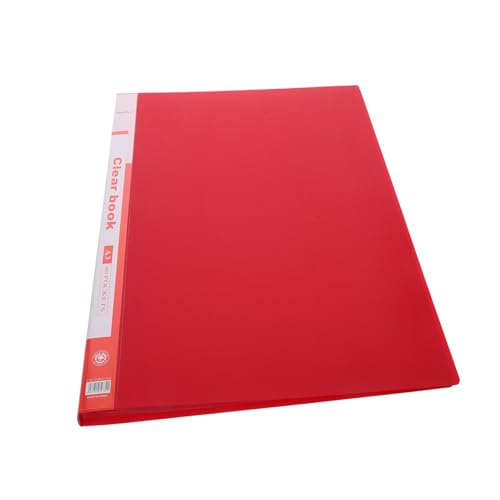 HOMSFOU Informationsbroschüre aufbewahrungssystem ordner Aufbewahrungsmappe transparente Sammelmappe Kunstportfolio Mappenmappe Kunststoffhüllen für Hefter Portfolio-Buch rot von HOMSFOU