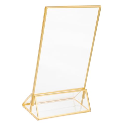 HOMSFOU Klarer Menüständer mit Goldenen Rändern Doppelseitiger Acryl Schilderhalter für Restaurants Hochzeiten und Events Stabiler Tischaufsteller für Menüs und Werbung von HOMSFOU