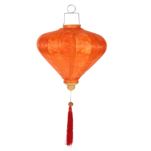 HOMSFOU Laterne Hochzeitsdekorationen Outdoor- Party Hoi Eine Lampe Rustikal Stoff Mini Drinnen Led Schatten Weiß Blumen- Dekorativ Künstlich Blau Seide Beflocktes Tuch Orange von HOMSFOU