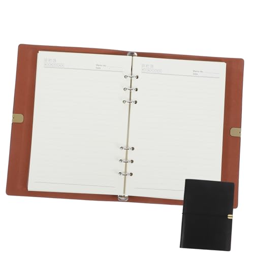 HOMSFOU Loseblatt-Papierbinder Ästhetische Zeitschrift Notebook-Zubehör für Reisende Nachfüllpackungen für Lose-Blatt-Notizbücher notizbuch zeitschrift Kunstleder Black von HOMSFOU