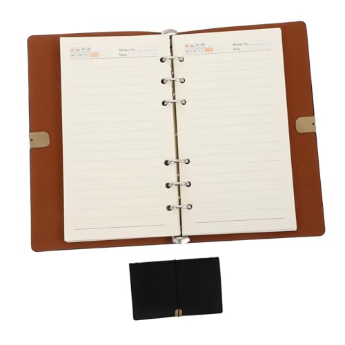 HOMSFOU Loseblatt-notizbuch Reiseplaner Pu Leder Notebook Tagesplaner Notizblock Wandertagebuch Reisende Notizbuch Reisender Notizbuch Papier Schwarz von HOMSFOU