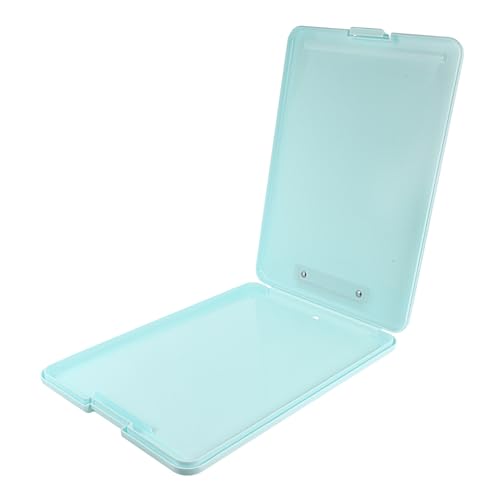 HOMSFOU Multi Funktionaler Datei Organizer mit Aufbewahrungsbox Plastikklemmbrett für Bürobedarf Dokumentenablage und Schulmaterialien Frisches Blau von HOMSFOU
