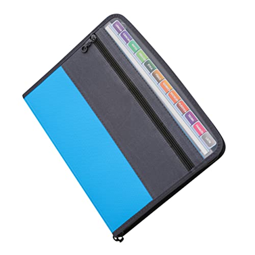 HOMSFOU Multi Layer Zippered File Folder Organizer Fächer Dokumentenmappe für Büro Schule und Reisen Blau Praktischer Aktenordner mit Großer Kapazität und Sicherem Verschluss von HOMSFOU