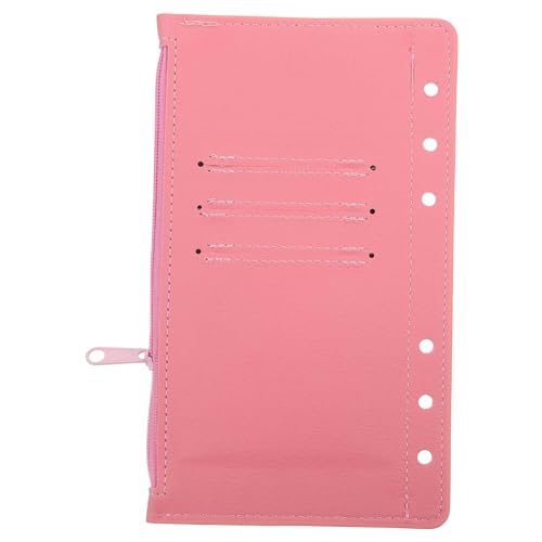 HOMSFOU Nachfüllpackung Für Lose Blätter Aktentaschen Schreibwaren Binder-beutel Mit Losen Blättern Budget Bargeldhülle Binder Reißverschluss Veranstalter Löcher Ordnertasche Loch Pu Rosa von HOMSFOU