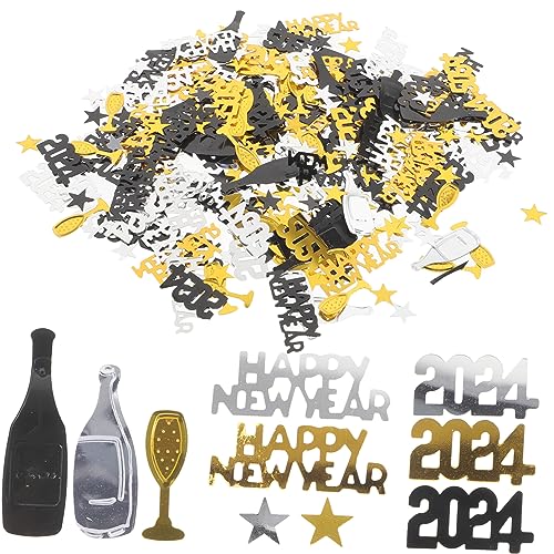 HOMSFOU Neujahrs Konfetti Dekorationen Tischdeko für Silvester Feiern Harz Material Vielseitig für Partys und Bastelarbeiten Schwarz Gold Silber von HOMSFOU