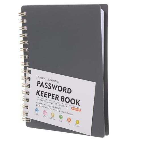 HOMSFOU Passwort Buch kleines Passwort-Notizbuch Passwort notizbuch alphabetisch Notizbuch mit Internetadressen Registerkarten Größe Passwort-Organizer kleines Passwortbuch Papier Grau von HOMSFOU