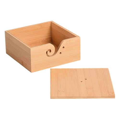 HOMSFOU Quadratische Holzschüssel Mit Abdeckung Häkeln Wollhalter Zum Stricken Aufbewahrungsschale Für Garn Strickgarnschalen Garn Schüssel Handgemachte Strickschale Wolle Hölzern Orange von HOMSFOU