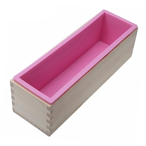 HOMSFOU Rechteckige Silikon Seifenform mit Holzbox Diy Seifenherstellung Werkzeug Große Vielseitig Einsetzbar für Kuchen Brot und Mehr Hitzebeständig und Leicht zu Reinigen von HOMSFOU
