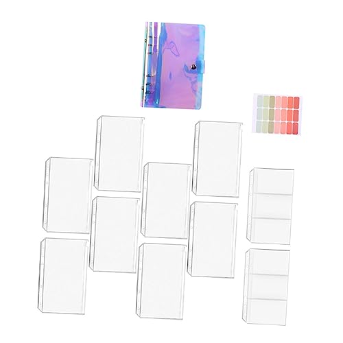 HOMSFOU Ringbuch Budgetplaner mit PVC Zip Tasche Fächer Kartenfach Doppeltes Fach Etiketten Tragbarer Haushalts Organizer für Geld und Karten Mehrzweck Loseblatt Notizbuch von HOMSFOU