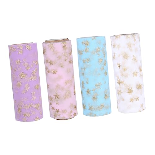 HOMSFOU Rollen Tischrockdekoration Rosa Tischdeko Glitzer-Tüll Braut- Fiesta-Party-Dekorationen Partydekor funkeln Stoff rosa hochzeitsdeko schwarzes Garn von HOMSFOU