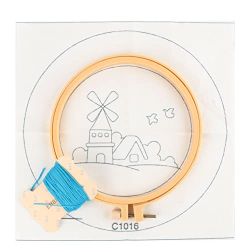 HOMSFOU Rundes Stickerei Basis Diy Punch Needle Set für Nadeln Zubehör für Handarbeiten Windmühlenmuster von HOMSFOU