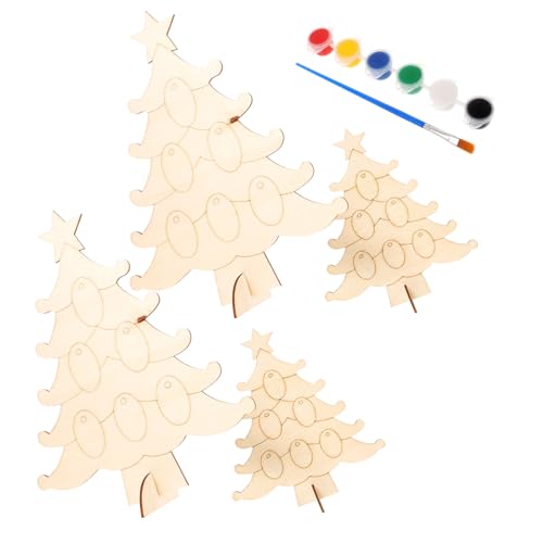 HOMSFOU Rustikale Holzscheiben Weihnachtsbaum Diy Teiliges Unvollendetes Holz Bastelset mit Acrylfarbe für Kreative Dekorationen für Heim und Wohnzimmergestaltung HOMSFOU Rustikale Holzscheiben Weihnachtsbaum Diy Teiliges Unvollendetes Holz Bastelset mit Acrylfarbe für Kreative Dekorationen für Heim und Wohnzimmergestaltung von HOMSFOU