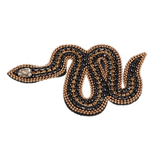 HOMSFOU Schlangenförmiger Strass Aufnäher mit Perlenverzierung zum Aufnähen Tiermotiv Applikation DIY Patches für Kleidung Schuhe Hüte Taschen Zodiac Schlange Designs von HOMSFOU