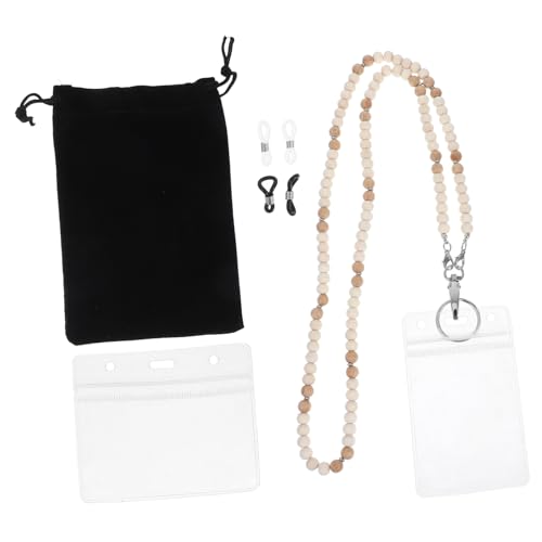 HOMSFOU Schlüsselband Für Id-kartenhalter Perlen Lehrer Männer Id-schlüsselband Holzperle Lanyard Ausweishalter Einziehbar Schlüsselbänder Aus Holz Für Ausweise Zinklegierung von HOMSFOU