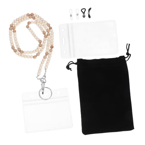 HOMSFOU Schlüsselband für ID-Kartenhalter Lanyards ID-Schlüsselband Männer Ausweis Kartenhalter Holzperlen Halskette ID Karten Lanyard Abzeichen Halskette Holzperle Lanyard ccb von HOMSFOU