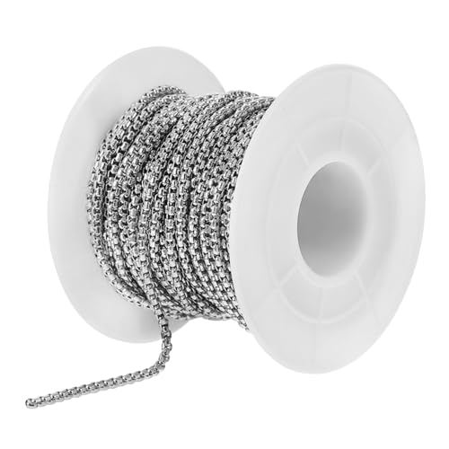 HOMSFOU Schmuckkette Silberfarben Quadratische Perlenkette Rostfrei Für Halsketten Pullover Schmuckherstellung Und Verlängerung von HOMSFOU