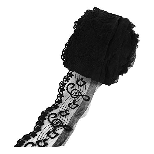 HOMSFOU Schwarzes Spitzenband mit Musiksymbol Yards für Hochzeitskleider DIY Accessoires und Festliche Dekorationen für Romantische Anlässe und Handwerksprojekte von HOMSFOU