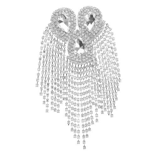 HOMSFOU Silber Anzug Epauletten Metall Strass Quaste Epauletten Baumeln Kette Epauletten Quasten Dekorationen HOMSFOU Silber Anzug Epauletten Metall Strass Quaste Epauletten Baumeln Kette Epauletten Quasten Dekorationen von HOMSFOU