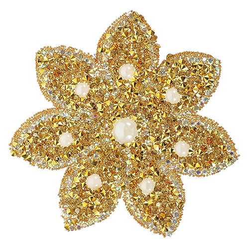 HOMSFOU Strass Applikation für Hochzeitskleid Glänzendes Patch mit Strassblüten für Brautgürtel Abendkleider und DIY Modeverzierungen Dekoratives Eisen Patch von HOMSFOU