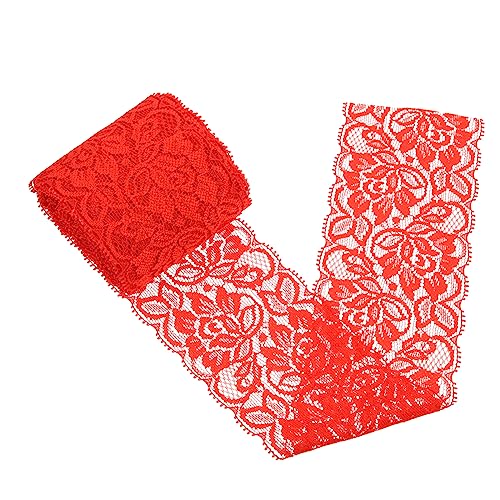 HOMSFOU Stretch-spitze Elastischer Nähbesatz Spitzenkleidung Spitzenkante Zierband Für Spitzenband Aus Stoff Schnürsenkel Bandspitze Hochzeit Dehnbares Spitzenband Trimmen Rot Nylongarn von HOMSFOU