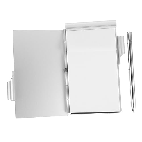 HOMSFOU Stylisches Mini Notizbuch aus Metall mit Stift Tragbares Notizbuch für To Do Listen und Wichtige Notizen für Unterwegs Büro Silberfarben von HOMSFOU