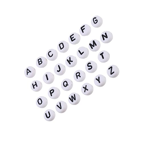HOMSFOU Teiliges Acryl Buchstabenperlen Flach Rund zum Auffädeln für DIY Schmuck Armbänder Basteln Langlebig und Geruchsneutral für Kreative Wortgestaltung von HOMSFOU