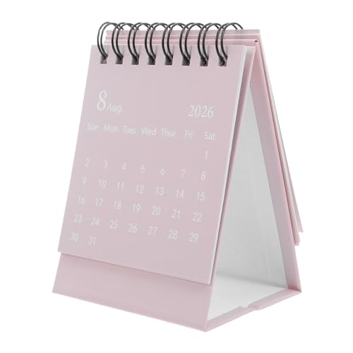 HOMSFOU Tischkalender Mini Flip Kalender Monatsplaner Multifunktional Platzsparend Stehend Notizblock Für Büro Zuhause Rosa von HOMSFOU