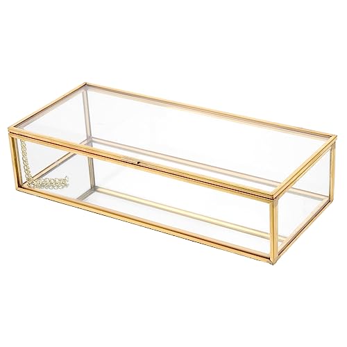 HOMSFOU Transparente Schmuckschatulle Aufbewahrungsbox Für Schmuck Desktop-schmuckkästchen Vitrine Für Goldschmuck Hochzeitshalter Ringe Armband Europäischer Stil D06 Geschenkkarte Glas von HOMSFOU
