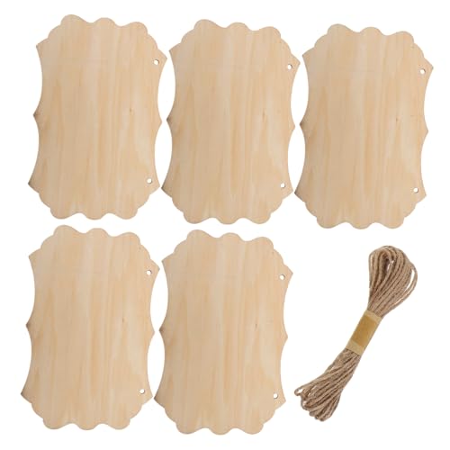 HOMSFOU Unlackiertes Holzschild mit Juteschnur Robuste Hängende Holztafeln für DIY Bastelprojekte Kreative Tür Wanddekoration Vielseitige Leere Holzschilder für Wohnzimmer Büro von HOMSFOU