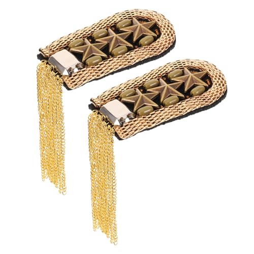 HOMSFOU Vintage Metall Quasten Schulter Epauletten Brosche Damen und Herren Dekorative Schulter Schmuck Langlebige Stilvolle Anstecknadel für Hochzeit Cosplay Foto Party Goldfarben von HOMSFOU