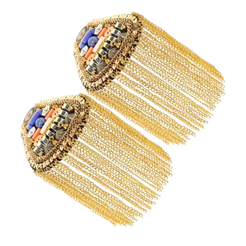 HOMSFOU Vintage Metall Schulter-tassel Epauletten mit Perlenkette Abnehmbare Dekorative Schulterabzeichen Stilvolle Retro Schulterborten für Anzüge Kostüme und Festliche Kleidung von HOMSFOU
