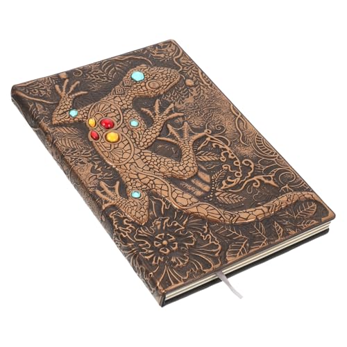 HOMSFOU Vintage Notizbuch mit Geprägtem Gecko motiv Hardcover Leder Leichtes Journal für Tagebuch Planung und Notizen Handliches Business notizheft für Berufstätige und Alltag von HOMSFOU
