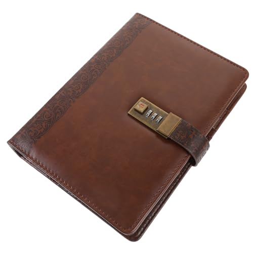 HOMSFOU Vintage Notizbuch mit Schloss PU Tagebuch für Reisen Kombinationsschloss Notizblock Planer für Studenten Notizbuch für Büro und Format von HOMSFOU