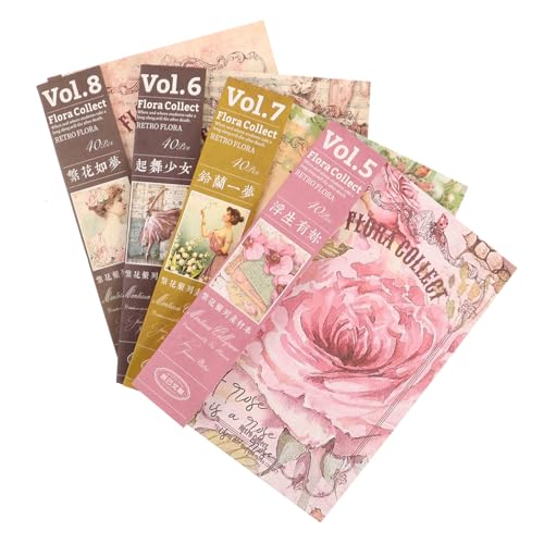 HOMSFOU Vintage Scrapbook Papier Dekorative Bastelpapiere Retro Diy Materialien für Journal Notizen Scrapbooking Blumenmuster Basteln Vielseitig Einsetzbar von HOMSFOU