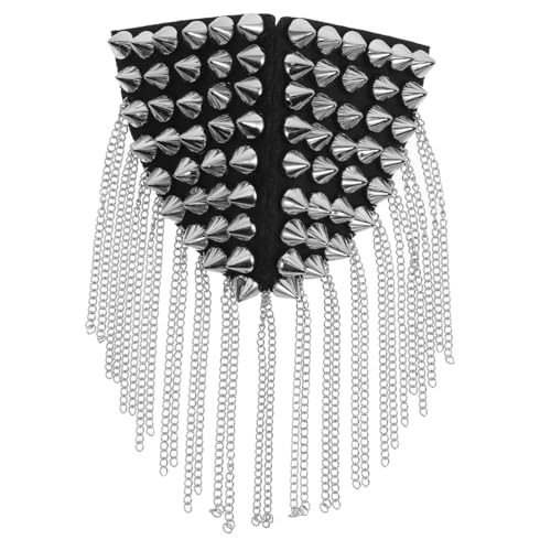 HOMSFOU Vintage Silberfarbene Schulterklappen mit Quasten und Nieten Modische Punk Epauletten als Dekoratives Uniform Schulterabzeichen für Damen Robustes Legierungsmaterial Stilvolles von HOMSFOU