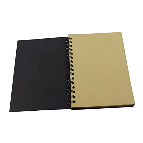 HOMSFOU Vintage Spiral mit Kraftpapier für Kreative Notizen und Zeichnungen Robuster Schwarzer Karton für Büro Schule und Freizeit von HOMSFOU