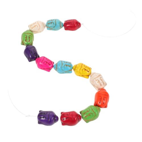 HOMSFOU Vintage Türkis Buddha Kopf Perlen Loch Lose Spacer Perlen für DIY Armband Schmuckherstellung Spirituelle Chinesische Schmuckaccessoires von HOMSFOU