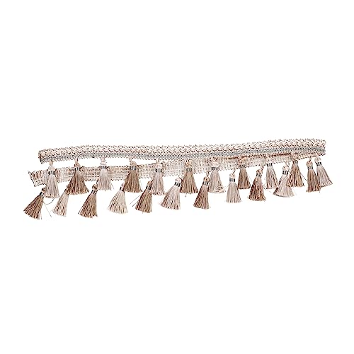 HOMSFOU Vorhang Spitzenfransen Stoff Band Für Haare Quasten Nähen Kanten Creme Stickerei Vorhänge Verzierungen Nähdekoration Spitzenband Farbig Rüsche Blau Trimmt Wellig Beige Polyester von HOMSFOU