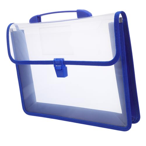 HOMSFOU Wasserdichte Aktentasche tragbarer Ordner erweiterbarer Ordner Geschäftsordner Büroorganisator Aktentasche mit Tragegriff Schreibwarenordner Transparente Dokumenttasche pp Blau von HOMSFOU