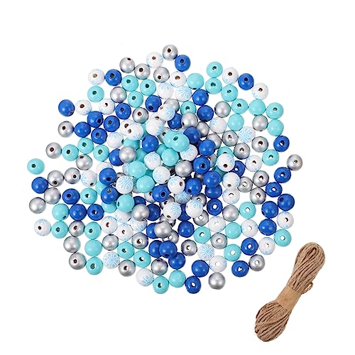 HOMSFOU Weihnachtliche Holzperlen mit Blauen Schneeflocken Langlebige Runde Holzperlen für DIY Basteln Langem Hanfseil als Anhänger und Festliche Tischdeko HOMSFOU Weihnachtliche Holzperlen mit Blauen Schneeflocken Langlebige Runde Holzperlen für DIY Basteln Langem Hanfseil als Anhänger und Festliche Tischdeko von HOMSFOU