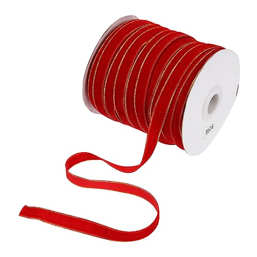 HOMSFOU Weihnachtliches Velourband Rot Yards Geschenkband für Diy Dekoration Haarbänder und Festtagsbasteleien für Weihnachtsgeschenke und Festliche Anlässe von HOMSFOU