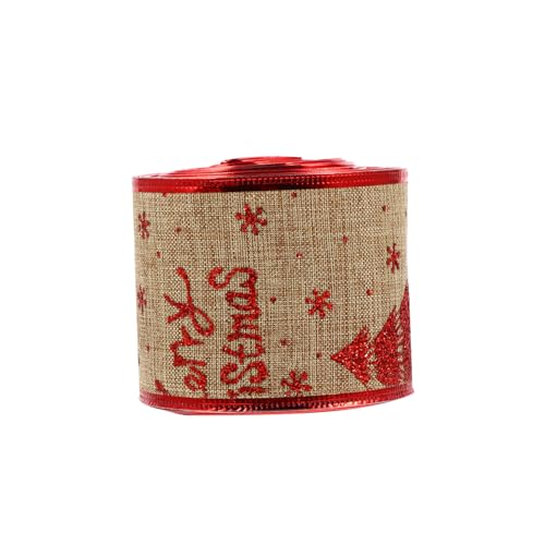 HOMSFOU Weihnachtsband Breites DIY Geschenkverpackungsband Leinenimitat Für Bastelideen Weihnachtsdekoration Und Geschenkverpackung Yards von HOMSFOU