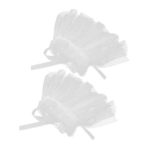 HOMSFOU Weiße Kurze Mesh Ärmel Manschetten Damen Atmungsaktive Fingerlose Braut Armstulpen für Hochzeit Tanzparty Doppelfunktionale Netzstoff Armbänder von HOMSFOU